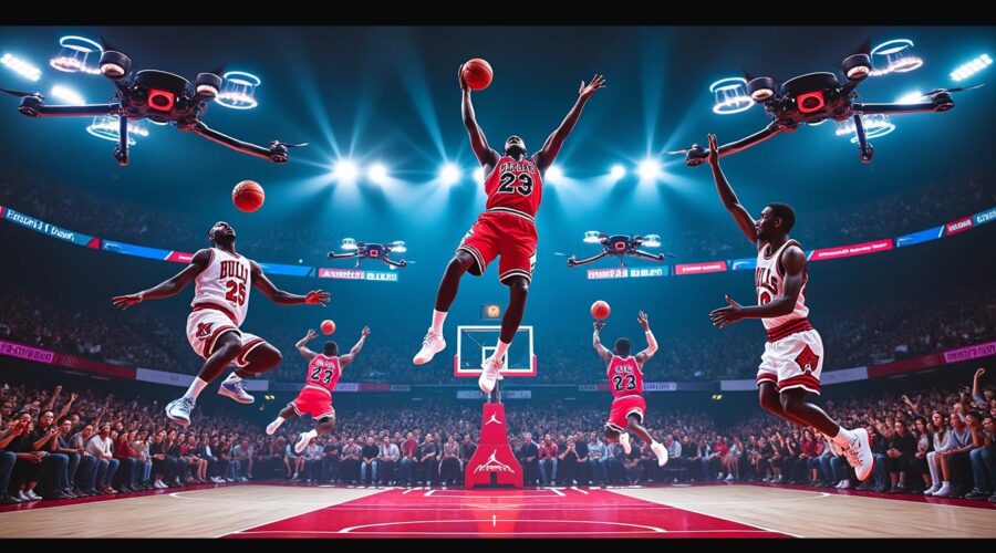 jordan brand innove lors des finales du tournoi the one en utilisant des drones pour offrir une expérience immersive unique, permettant aux fans de revivre des moments légendaires avec michael jordan.