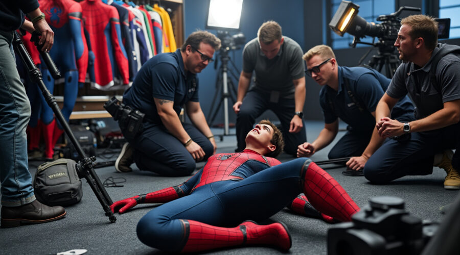 tom holland a été victime d'une grave chute sur le tournage de spider-man : brand new day. l'acteur a été hospitalisé en urgence. découvrez les détails sur son état de santé et l'incident survenu sur le plateau.