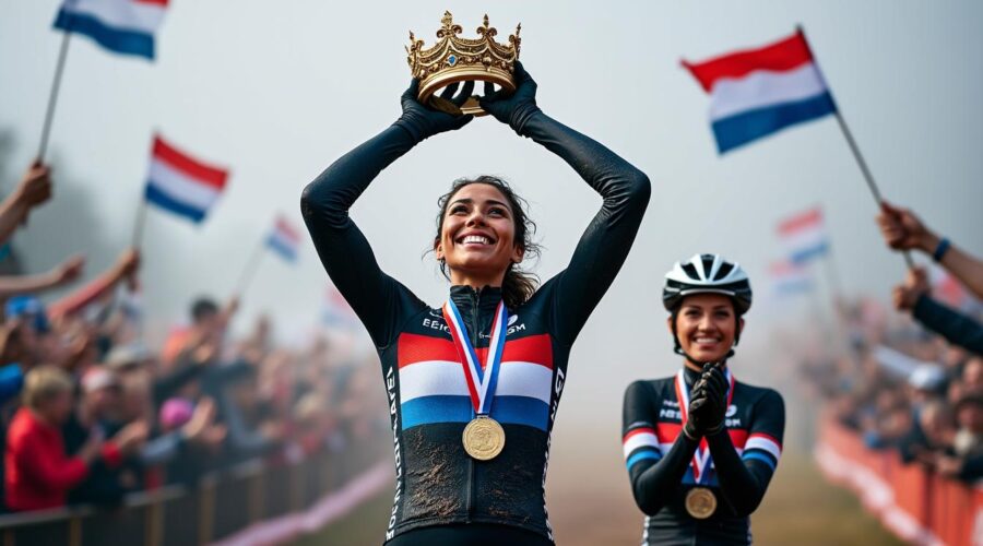 ceylin alvarado sacrée reine du cyclo-cross aux pays-bas en 2026, tandis que lucinda brand se classe troisième sur le podium. revivez les moments forts de cette compétition exceptionnelle !
