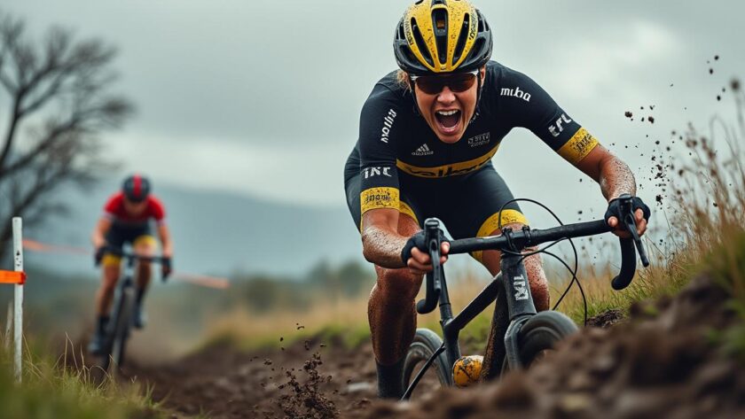 lucinda brand remporte la victoire en solo aux championnats du monde de cyclo-cross, tandis qu'amandine fouquenet se distingue en terminant dans le top 5.