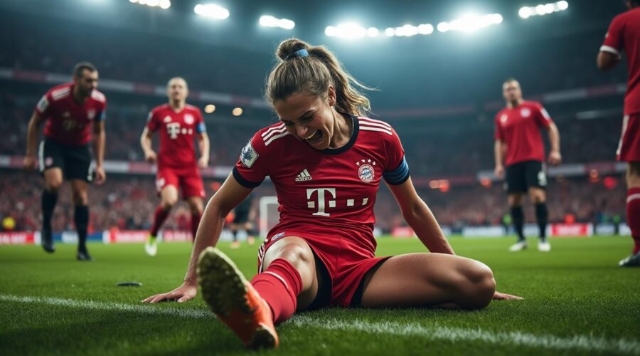 frayeur au bayern : giulia s'effondre en criant de douleur, suscitant une vive inquiétude autour de l'état de santé de la star du club.