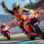 alex marquez décroche une victoire éclatante au grand prix d'espagne en motogp, pilotant sa ducati-gresini avec maestria.