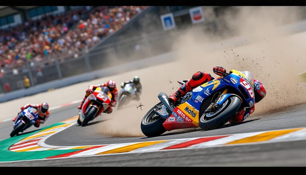 alex marquez a été victime d'un spectaculaire accident lors du grand prix de catalogne en motogp. découvrez les images impressionnantes de cet incident marquant.