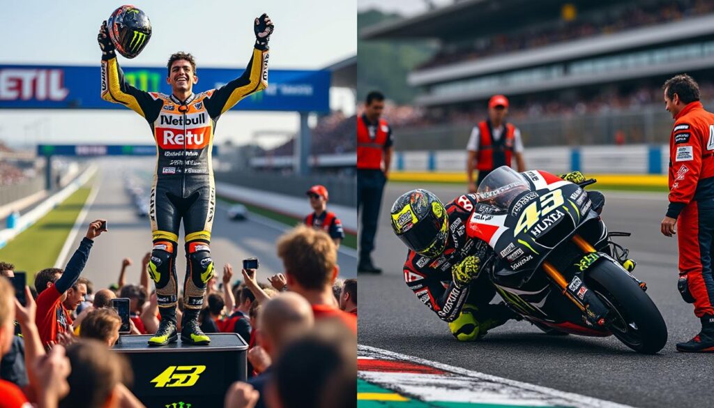 revivez les émotions intenses du motogp au mans où zarco a connu une journée spectaculaire, passant de l'euphorie à un drame en moins de 24 heures.
