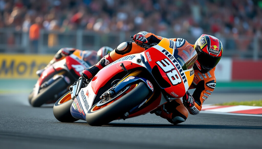 suivez marc marquez dans une lutte intense et passionnée pour conquérir à nouveau le titre mondial en motogp. revivez chaque virage et chaque dépassement dans cette bataille palpitante.