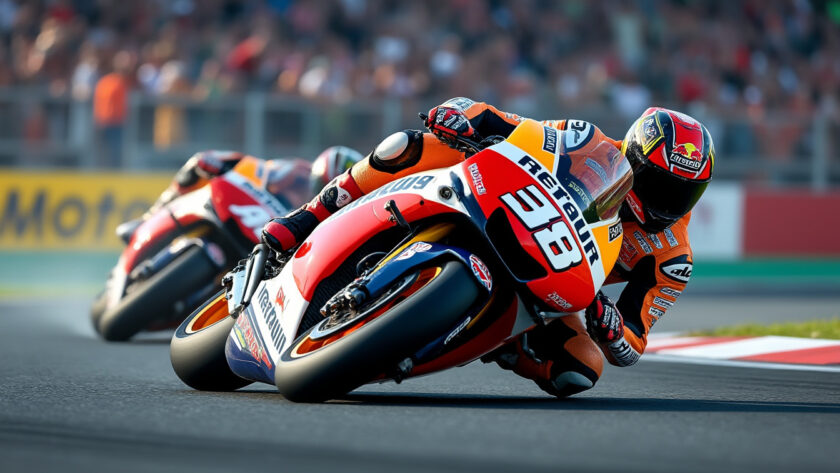 suivez marc marquez dans une lutte intense et passionnée pour conquérir à nouveau le titre mondial en motogp. revivez chaque virage et chaque dépassement dans cette bataille palpitante.