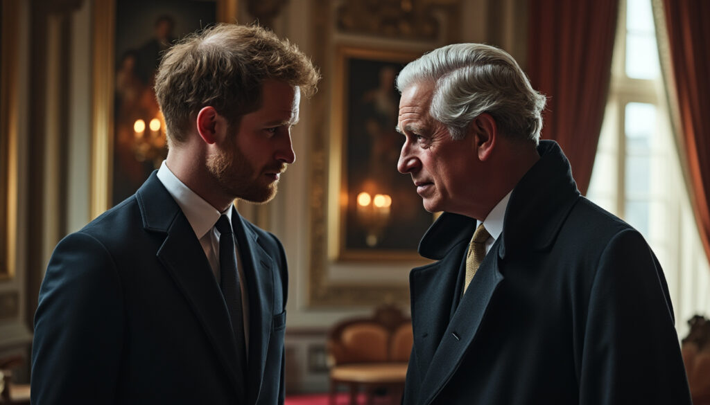 prince harry partage un moment intense et émouvant lors de sa visite à charles iii, racontant une situation embarrassante qui a marqué leur rencontre.