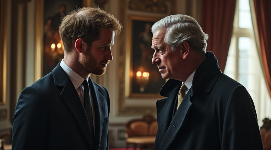 prince harry partage un moment intense et émouvant lors de sa visite à charles iii, racontant une situation embarrassante qui a marqué leur rencontre.