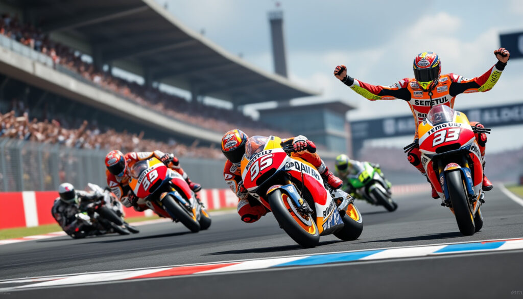 revivez le triomphe de marquez avec un doublé en motogp, la chute inattendue d’un favori qui a bouleversé la course, et la performance remarquable du prodige zarco qui décroche un point précieux.