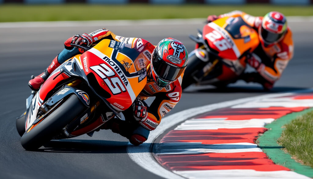 découvrez comment pedro acosta impressionne en motogp en lançant un tacle audacieux à son futur coéquipier marc marquez, le tout sans la moindre pression.