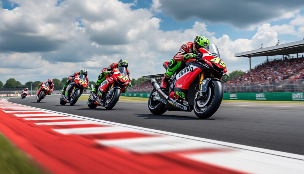 motogp à silverstone : aprilia domine avec un triplé exceptionnel, porté par une performance impeccable de fernandez. revivez les moments forts de cette course mémorable.