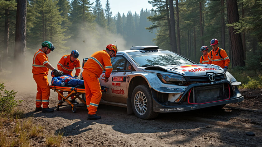 découvrez les détails du grave accident impliquant le duo ogier-ingrassia lors du rallye de finlande, avec l'évacuation d'urgence du champion.