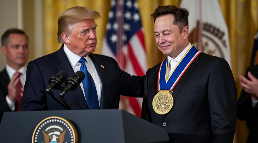 donald trump remet une médaille scientifique à elon musk et le qualifie de « trésor national », une distinction qui suscite l’attention.
